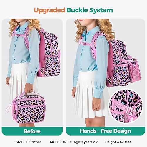 Choco Mocha Kids Backpack for Girls Mermaid Backpack Kids Elementary School Backpack for Girls Ages 6-8 Kid Bookbag 17 Inch with Chest Strap, Purple - Image 8