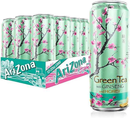 AriZona Green Tea with Ginseng and Honey - Big Can, 22 Fl Oz (Pack of 12) - Image 1