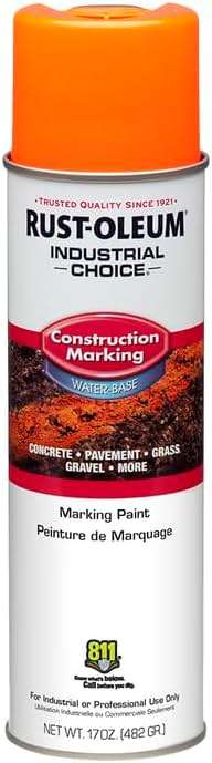 Rust-Oleum 264697-12PK Industrial Choice M1400 System Water-Based Construction Marking Spray Paint, 17 oz, Fluorescent Orange, 12 Pack - Image 4