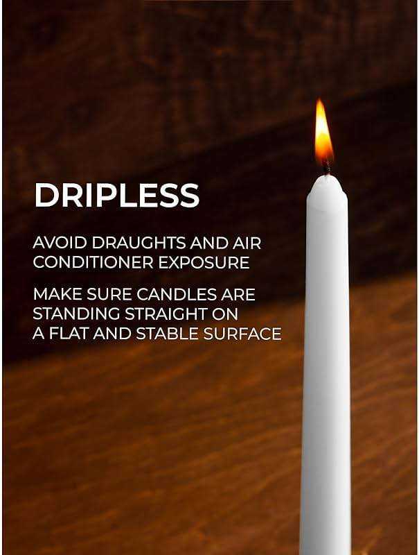 CANDWAX 10 inch White Taper Candles - White Candle Pack of 4 - Christmas Candle Tapers - Unscented Dripless Smokeless Long Burning Tall Candlesticks - Christmas Tapered Candles for Home Decor - Image 4