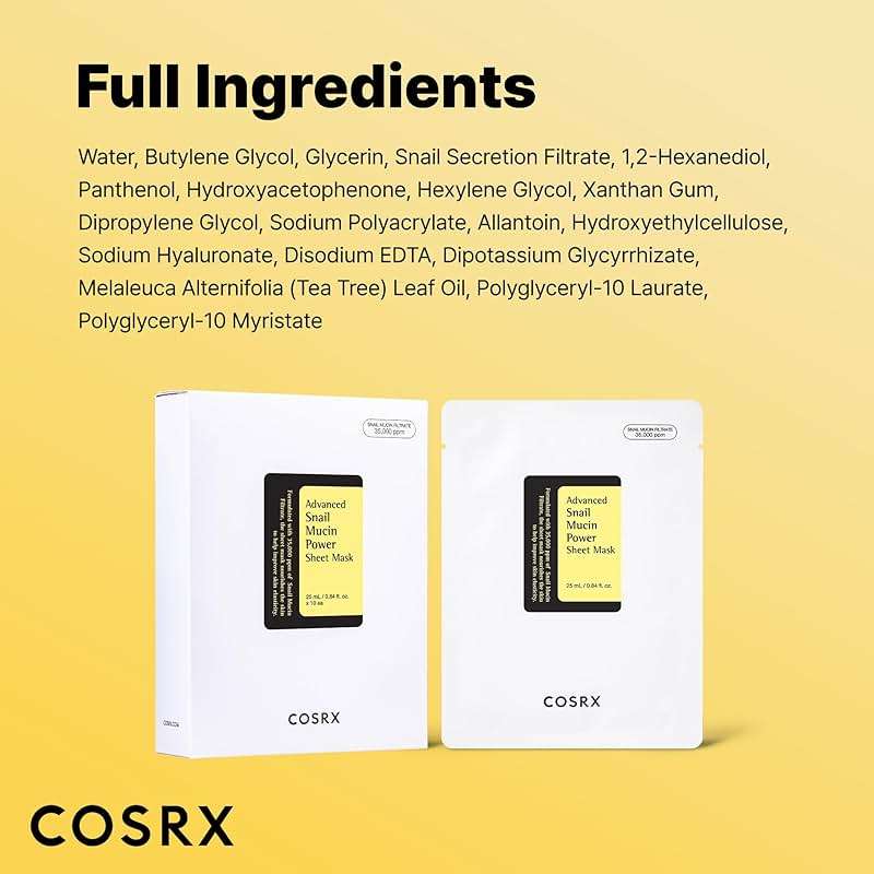 COSRX Snail Mucin Sheet Mask 10 EA with Snail Mucin Serum, Self Care, Face Masks for Dry, Sensitive Skin, Not Tested on Animals, No Parabens, No Sulfates, Korean Skin Care - Image 8
