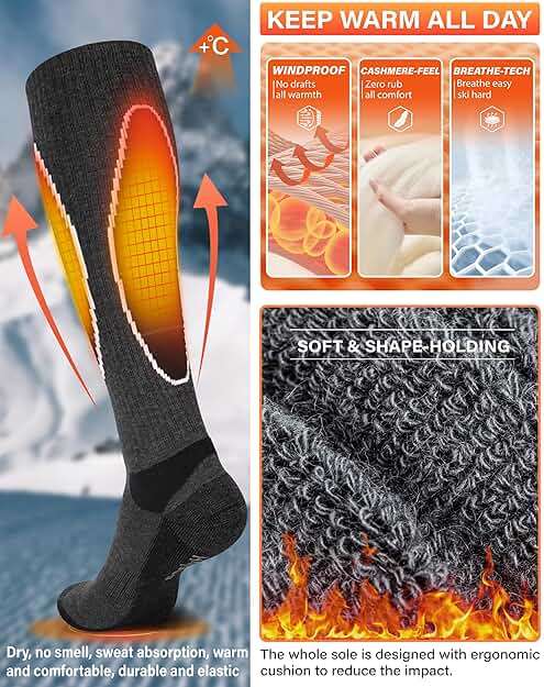 Hylaea Merino Wool Ski Socks, Cold Weather Socks for Snowboarding, Snow, Winter, Thermal Knee-high Warm Socks, Hunting - Image 3