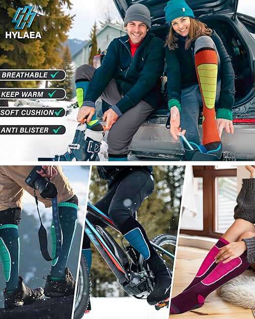 Hylaea Merino Wool Ski Socks, Cold Weather Socks for Snowboarding, Snow, Winter, Thermal Knee-high Warm Socks, Hunting - Image 4