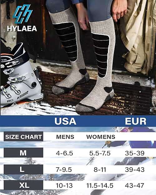 Hylaea Merino Wool Ski Socks, Cold Weather Socks for Snowboarding, Snow, Winter, Thermal Knee-high Warm Socks, Hunting - Image 6