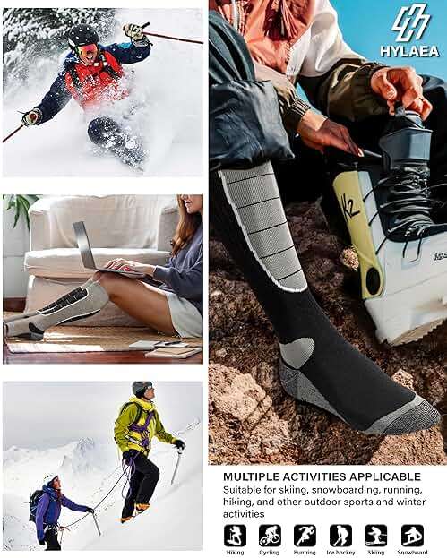 Hylaea Merino Wool Ski Socks, Cold Weather Socks for Snowboarding, Snow, Winter, Thermal Knee-high Warm Socks, Hunting - Image 7