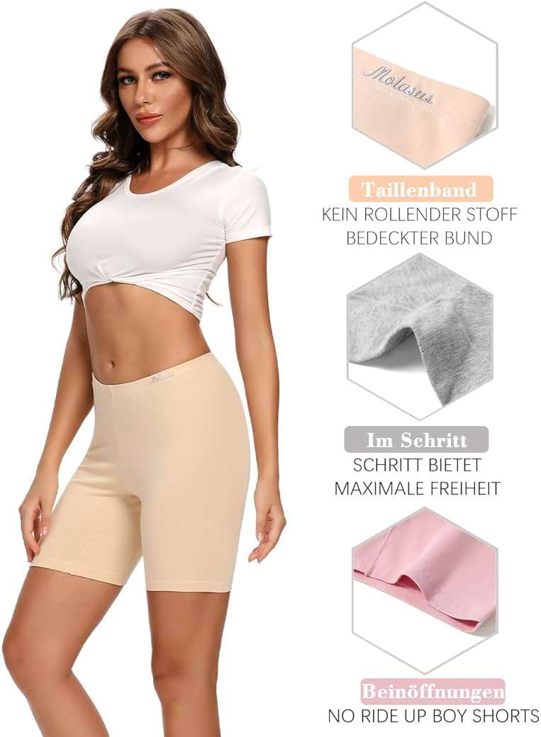 Molasus Womens Cotton Boxer Shorts Underwear Anti Chafing Bike Shorts(Regular & Plus Size) - Image 2