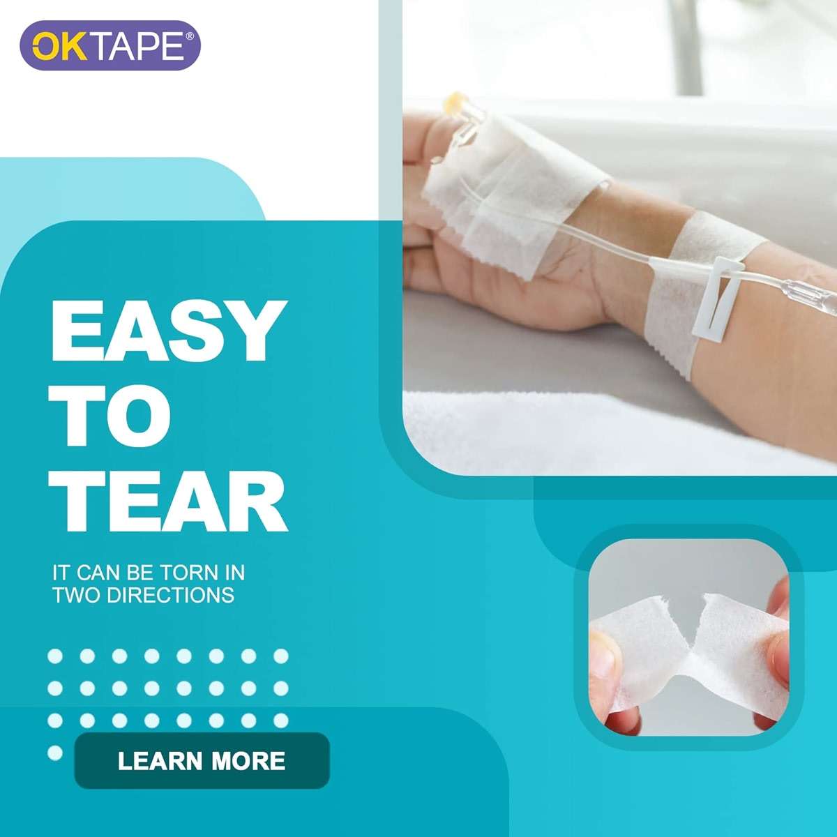 OK TAPE OKPore Medical Surgical Tape Nonwoven (Pack of 6) - First Aid Surgical Tape Hypoallergenic and Breathable for Wound Dressing Care - 2in x 10yds - Image 6