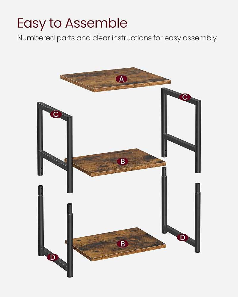 VASAGLE Side Table, Small End Table, Tall Nightstand for Living Room, Bedroom, Office, Bathroom, Rustic Brown and Classic Black ULET273B01 - Image 7