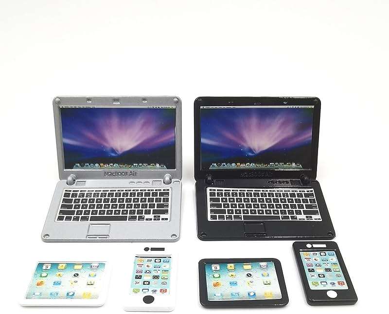 SXFSE Dollhouse Decoration Accessories, 6 Pack 1/12 1/6 Dollhouse Miniature Scene Model Mini Laptop Tablet and Smart Phone Scene Model (Multicolored) - Image 1