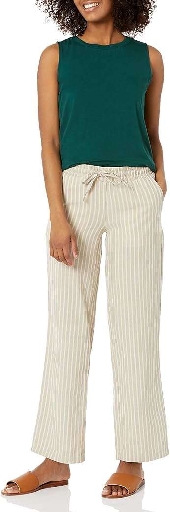 Amazon Essentials Women's Linen Blend Drawstring Relaxed Fit Wide Leg Pants (Available in Plus Size) - Image 4