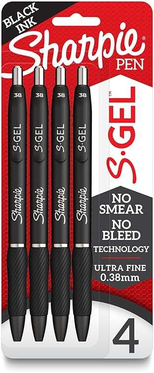 Sharpie S-Gel Pens, Ultra Fine Point (0.38mm), Black Gel Ink, 4 Count - Image 1