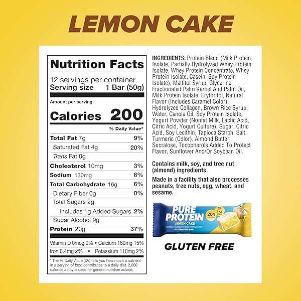 Pure Protein Pure Protein Bars, High Protein, Nutritious Snacks To Support Energy, Lemon Cake, 12 Count, 12 Count - Image 3