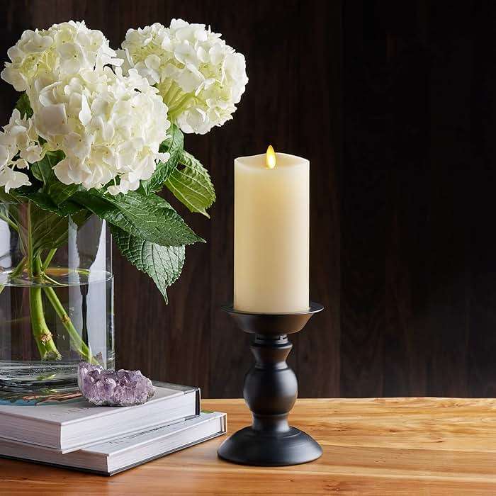 Luminara Realistic Artificial Moving Flame Pillar Candle - LED Operated Lights - Unscented - Remote Ready - Ivory (7.6 Wide x 15.6 Tall Centimetre) - Image 2