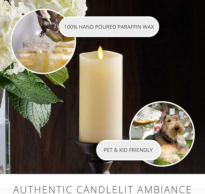 Luminara Realistic Artificial Moving Flame Pillar Candle - LED Operated Lights - Unscented - Remote Ready - Ivory (7.6 Wide x 15.6 Tall Centimetre) - Image 6