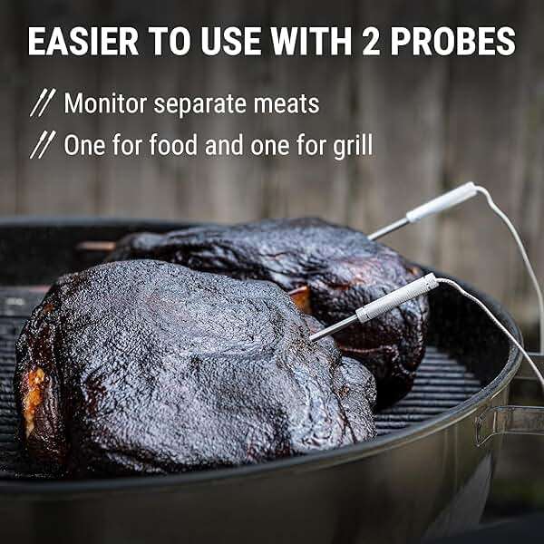 TempPro Wireless Meat Thermometer Digital for Grilling and Smoking, 2 Probes Bluetooth Meat Thermometer for Cooking Turkey Fish Beef, Rechargeable Smoker Accessories for BBQ Oven Gift for Dad - Image 4