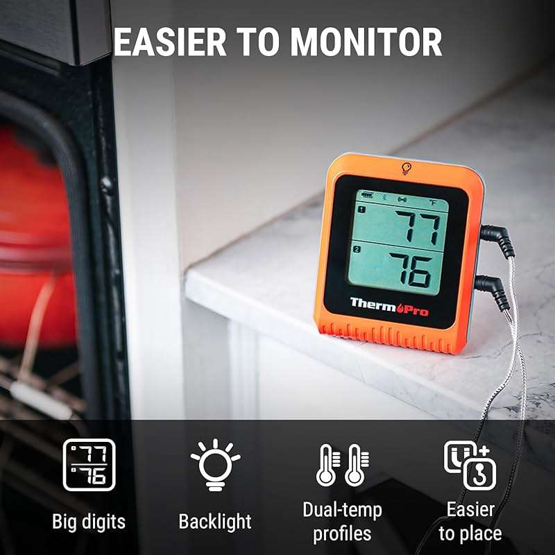 TempPro Wireless Meat Thermometer Digital for Grilling and Smoking, 2 Probes Bluetooth Meat Thermometer for Cooking Turkey Fish Beef, Rechargeable Smoker Accessories for BBQ Oven Gift for Dad - Image 5