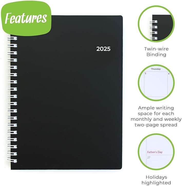 WallDeca 2026 Planner, Agenda Planner With Weekly And Monthly View, Daily Agenda Book And Yearly Planners Calendar Book, Spiral Bound With Tabs, Notes, Goals And Holidays (8 x 6 in) - Image 3
