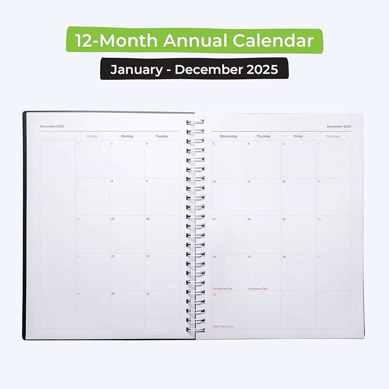 WallDeca 2026 Planner, Agenda Planner With Weekly And Monthly View, Daily Agenda Book And Yearly Planners Calendar Book, Spiral Bound With Tabs, Notes, Goals And Holidays (8 x 6 in) - Image 4