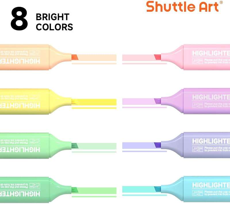 Shuttle Art 8 Pastel Highlighters, Assorted Macaron Colors Highlighter Pens, Chisel Tip Dry-Quickly Non-Toxic Highlighter Markers for Adults Teachers Students Highlighting in the Home School Office - Image 4