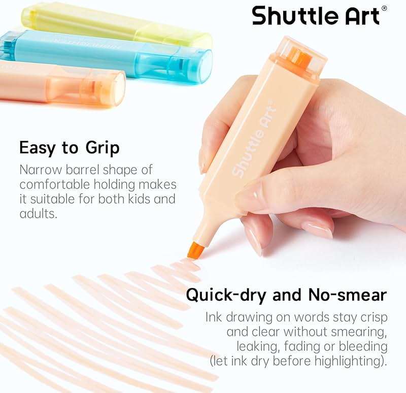 Shuttle Art 8 Pastel Highlighters, Assorted Macaron Colors Highlighter Pens, Chisel Tip Dry-Quickly Non-Toxic Highlighter Markers for Adults Teachers Students Highlighting in the Home School Office - Image 6