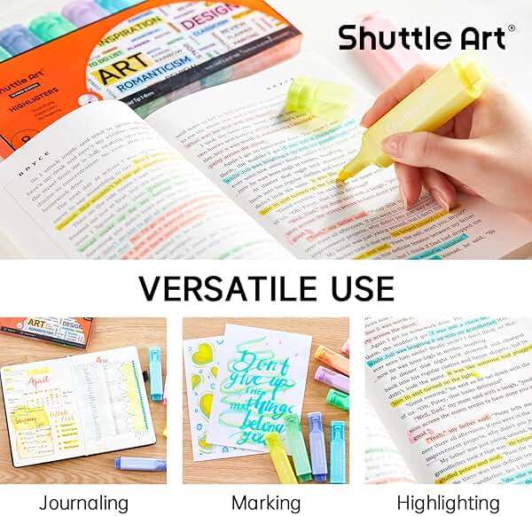 Shuttle Art 8 Pastel Highlighters, Assorted Macaron Colors Highlighter Pens, Chisel Tip Dry-Quickly Non-Toxic Highlighter Markers for Adults Teachers Students Highlighting in the Home School Office - Image 7