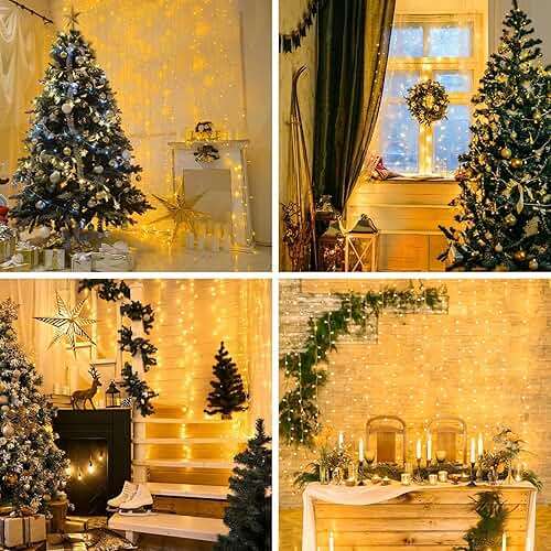 suddus Curtain Lights for Bedroom, 200 Led Hanging String Light Outdoor, Fairy Curtain Lights Indoor for Christmas, Dorm, Wall, Backdrop, Window, Wedding, Party, Birthday Decor, Warm White - Image 3