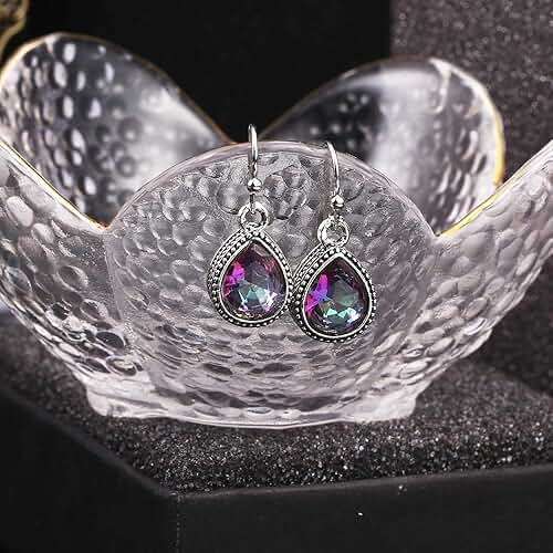 12 Pairs Teardrop Druse Crystal Drop Dangle Earrings for Women Cubic Zirconia Huggie Hoop Earring Jewelry Set Christmas Gifts - Image 7