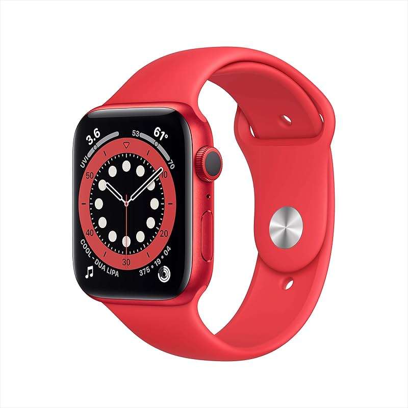 Apple Watch Series 6 (GPS, 44mm) - Red Aluminum Case with Red Sport Band (Renewed) - Image 1