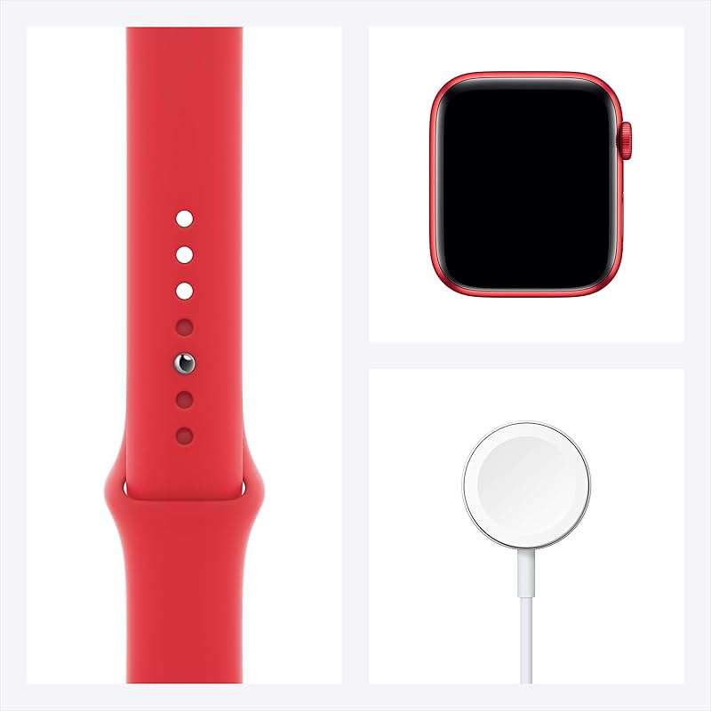 Apple Watch Series 6 (GPS, 44mm) - Red Aluminum Case with Red Sport Band (Renewed) - Image 2