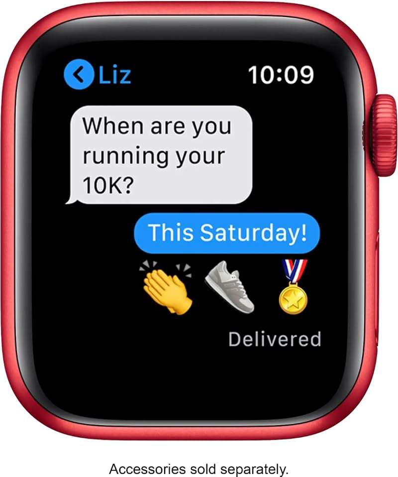 Apple Watch Series 6 (GPS, 44mm) - Red Aluminum Case with Red Sport Band (Renewed) - Image 4