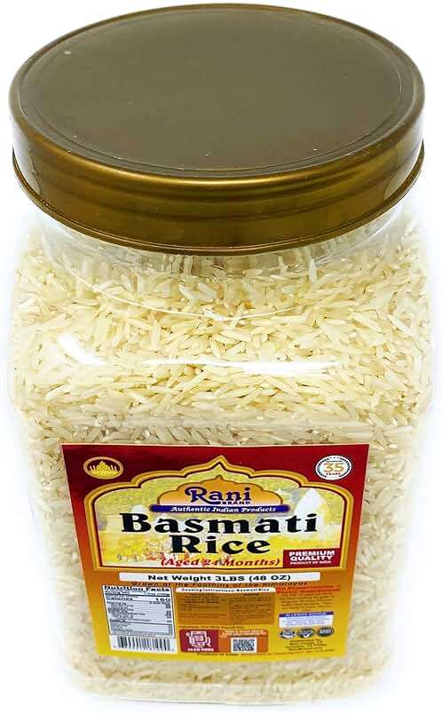 Rani Platinum White Basmati Rice Extra Long Aged 48oz (3lbs) 1.36kg PET Jar ~ All Natural | Gluten Friendly | Vegan | Indian Origin | Export Quality - Image 7