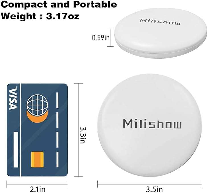 Milishow Compact Mirror with LED Light,1x/10x Magnifying Rechargeable Mirror,3.5in, Dimmable Travel Mirror for Purse,Pocket,Handheld 2-Sided Makeup Mirror - Image 4
