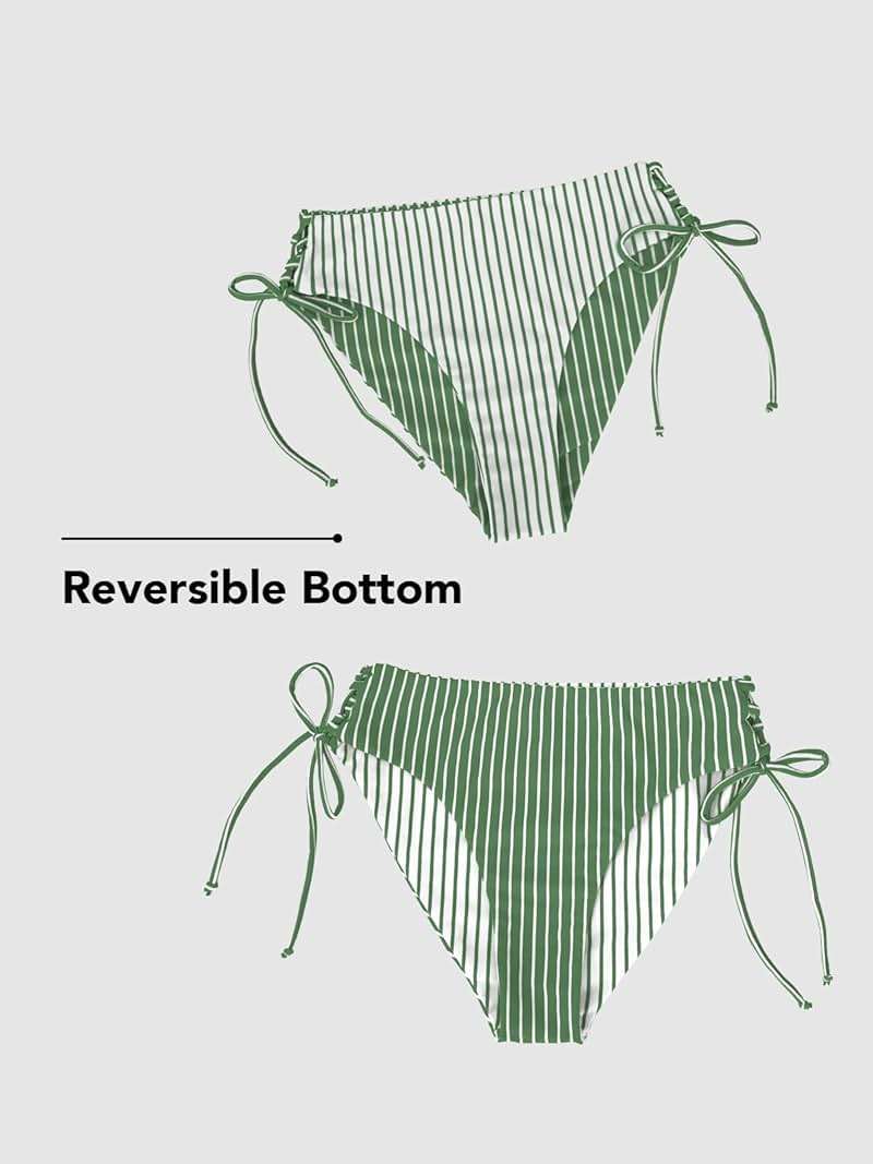 CUPSHE Women's 2 Piece Bikini Set Back Braided Straps with Reversible Bottom - Image 2