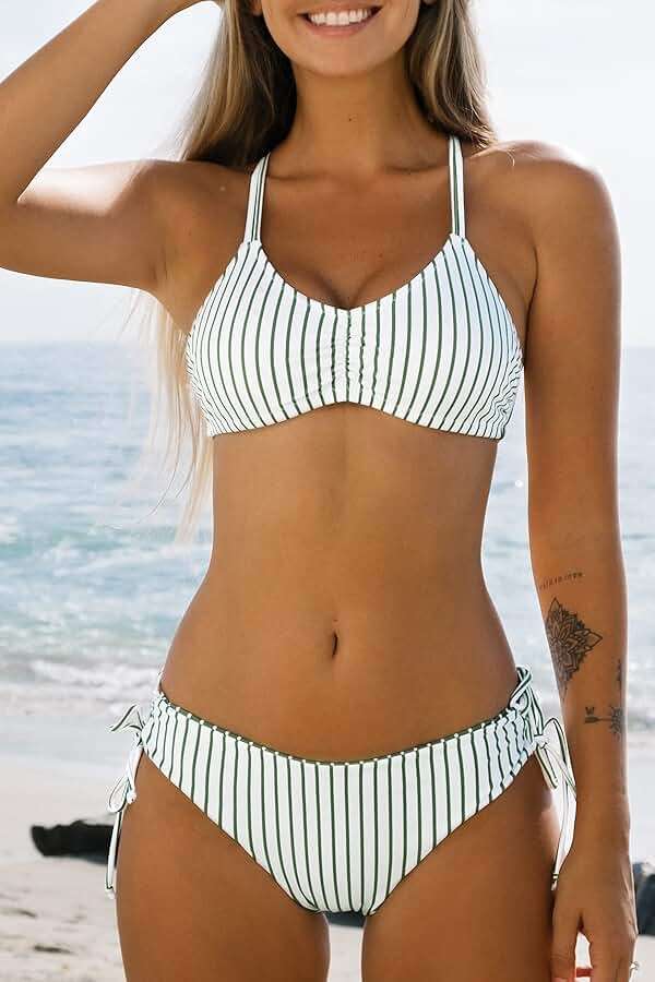 CUPSHE Women's 2 Piece Bikini Set Back Braided Straps with Reversible Bottom - Image 3