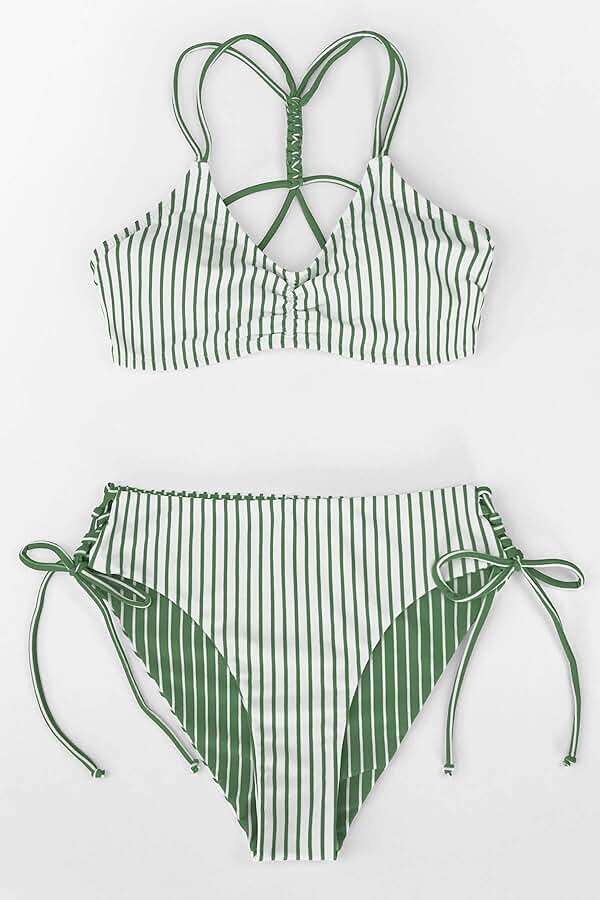 CUPSHE Women's 2 Piece Bikini Set Back Braided Straps with Reversible Bottom - Image 6