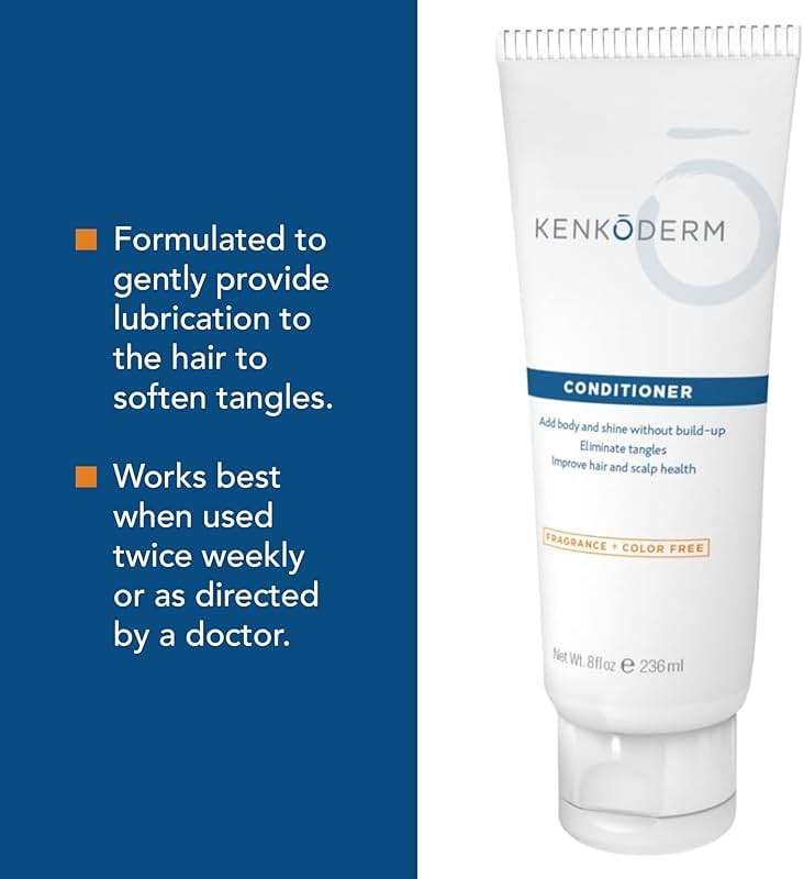 Kenkoderm Conditioner for Sensitive Hair & Skin with 3 Percent Salicylic Acid, Anti-Dandruff Deep Moisturizer for Itchy or Dry Scalp Relief, Color & Fragrance Free, 8-Ounce Tube - Image 6