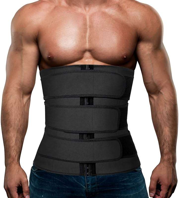 Hidyliu Mens Workout Waist Trainer Neoprene Corset Sauna Sweat Trimmer Cincher Slimming Belly with Belts - Image 1