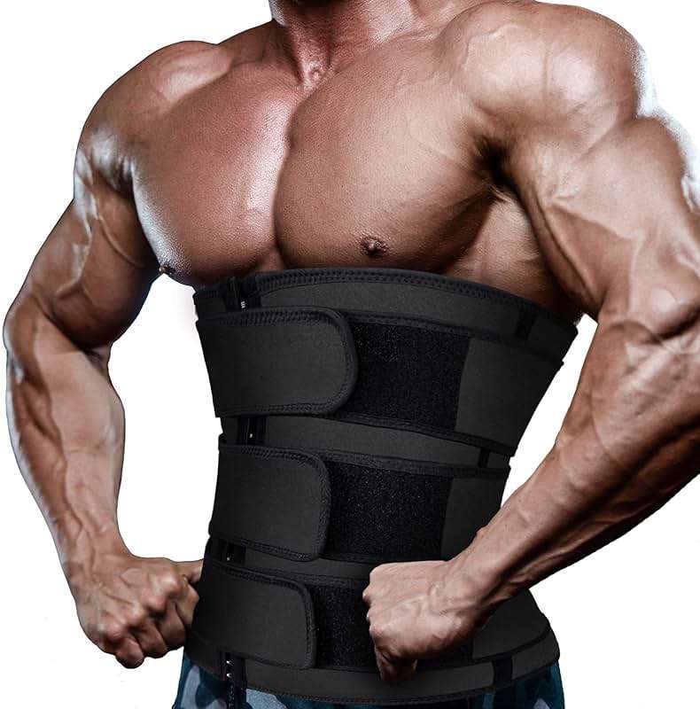 Hidyliu Mens Workout Waist Trainer Neoprene Corset Sauna Sweat Trimmer Cincher Slimming Belly with Belts - Image 2