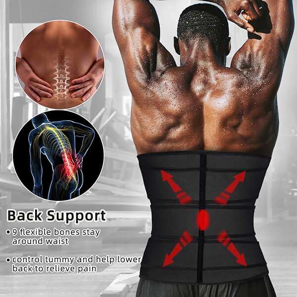Hidyliu Mens Workout Waist Trainer Neoprene Corset Sauna Sweat Trimmer Cincher Slimming Belly with Belts - Image 3