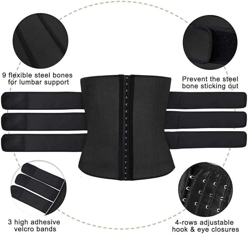 Hidyliu Mens Workout Waist Trainer Neoprene Corset Sauna Sweat Trimmer Cincher Slimming Belly with Belts - Image 4