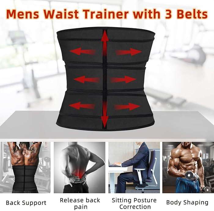 Hidyliu Mens Workout Waist Trainer Neoprene Corset Sauna Sweat Trimmer Cincher Slimming Belly with Belts - Image 5