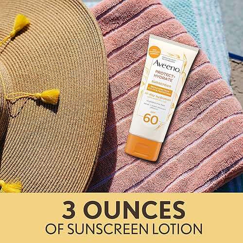 Aveeno Protect + Hydrate Moisturizing Body Sunscreen Lotion with Broad Spectrum SPF 60 & Prebiotic Oat, Weightless & Refreshing Feel, Paraben-Free, Oil-Free, Oxybenzone-Free, 3.0 fl. oz | Moisturizing, Body, Prebiotic Oat, Weightless, Refreshing Feel - Image 3