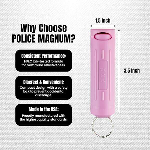 Police Magnum Keychain Pepper Spray Flip Top Safety 2 Pack 1/2oz - Maximum Heat Strength OC with Dye - Tactical Small Compact Case Holder - for Women & Men's Self Defense - Made in The USA - Image 5