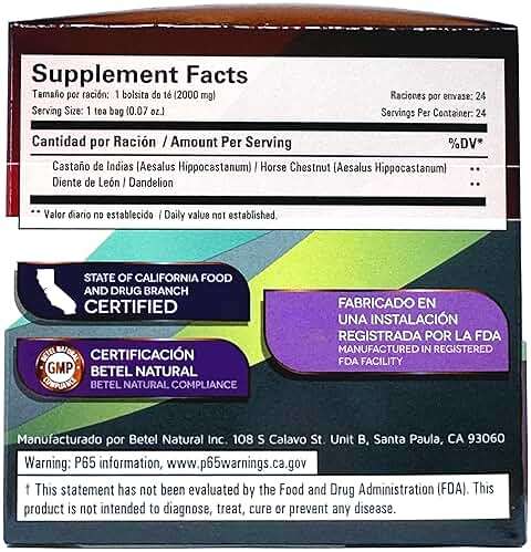Premium Castanos de Indias (Horse Chestnut) Tea Reinforced with Dandelion by Betel Natural - Promotes Healthy Circulation - 24 Tea Bags - Image 2