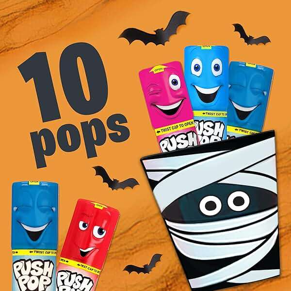 Push Pop Lollipops, Hard Candy Variety Pack, 10 Count Lollipops Individually Wrapped in Fruity Flavors, Full Size, Fun Candy For Pinatas, Birthdays, Party Favors & Gifts for Kids - Image 3
