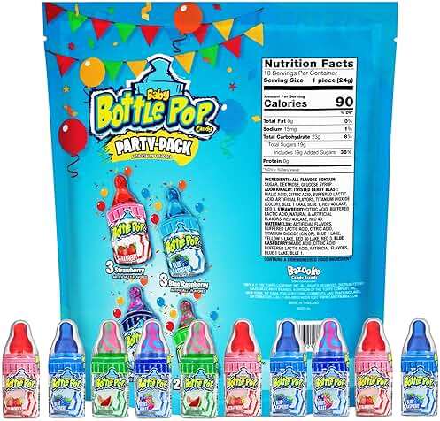 Baby Bottle Pop Candy Lollipops Variety Pack - 10 Ct Individually Wrapped Suckers with Powdered Dip - Assorted Bulk Candy for Kids Party Favors, Goodie Bags, Baby Shower & Gender Reveal - Image 2