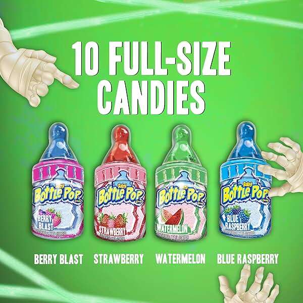 Baby Bottle Pop Candy Lollipops Variety Pack - 10 Ct Individually Wrapped Suckers with Powdered Dip - Assorted Bulk Candy for Kids Party Favors, Goodie Bags, Baby Shower & Gender Reveal - Image 5