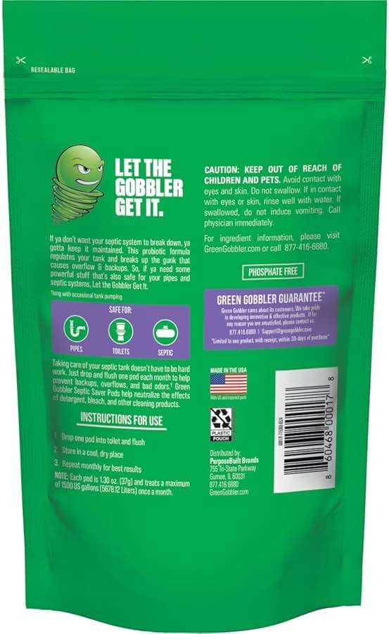 Green Gobbler Septic Tank Treatment Packets, 12 Month Supply - Powerful Natural Bacterial & Enzymes to Prevent Costly Septic Issues, Back-Ups, Foul Odor - Image 2