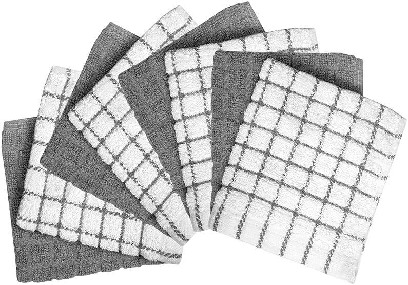 Bumble Dish Cloths (8 Pack) | 12" x 12" | 100% Cotton Kitchen Towels | 405 GSM | Soft, Highly Absorbent & Durable Dish Towels for Kitchen | Gray - Image 3