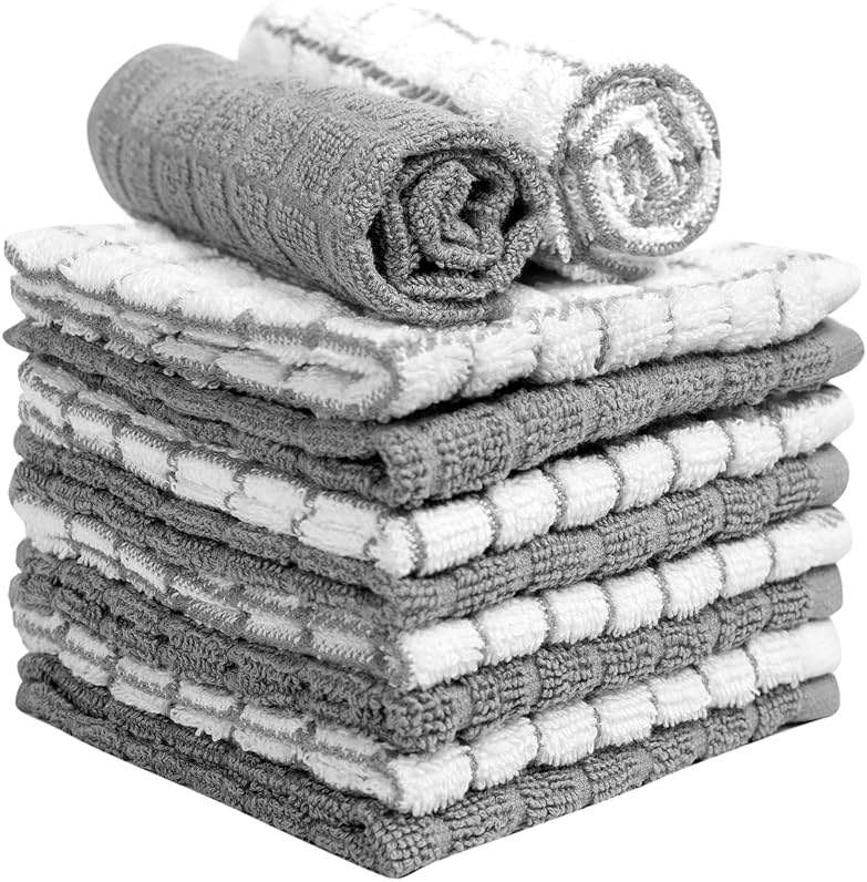 Bumble Dish Cloths (8 Pack) | 12" x 12" | 100% Cotton Kitchen Towels | 405 GSM | Soft, Highly Absorbent & Durable Dish Towels for Kitchen | Gray - Image 5